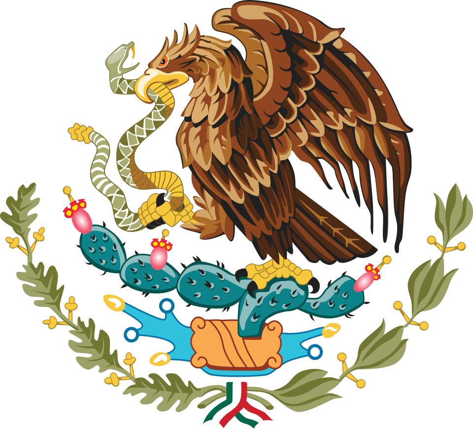 Coat of arms of Mexico — eagle devouring a serpent on a nopal cactus
