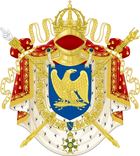 Arms of the First Empire: the imperial eagle of Napoléon I, mantle strewn with golden bees
