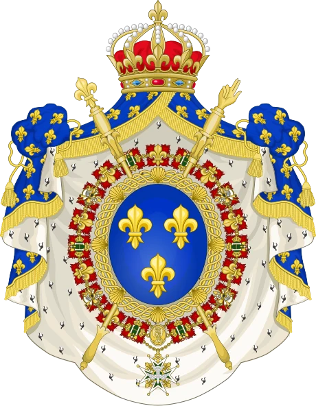 Arms of the Restoration: azure, three fleurs-de-lis Or, under the royal crown