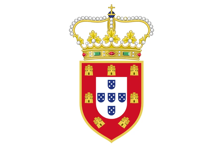 White flag with the arms of Portugal ensigned with the royal crown