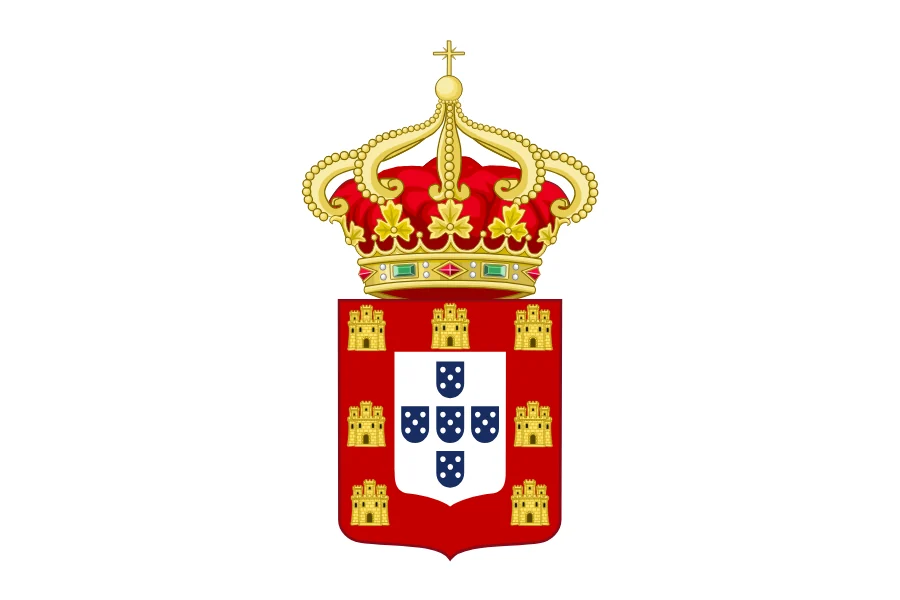 White flag with the royal arms of Portugal, without the armillary sphere