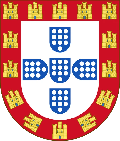 Shield of Portugal with the red bordure strewn with golden castles