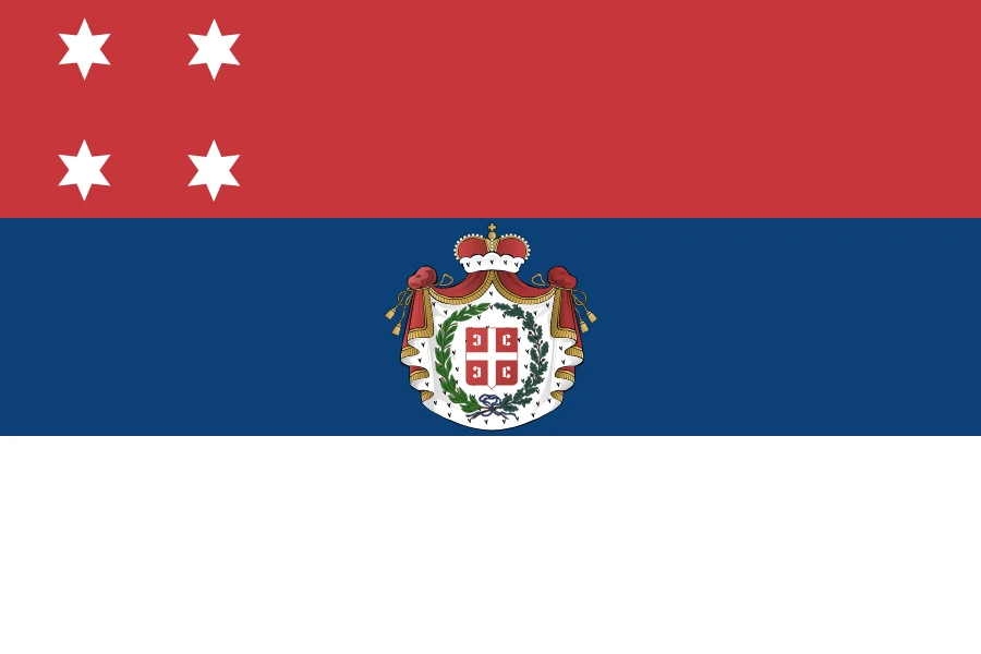 Flag of the Principality of Serbia, 1839-1878, with four six-pointed stars