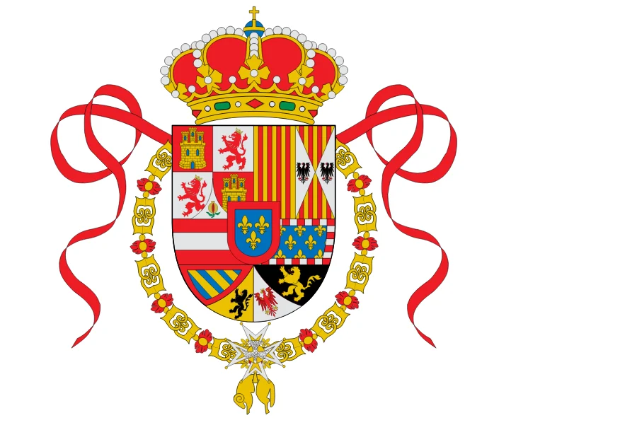Naval ensign of Felipe V: the royal arms on a white field