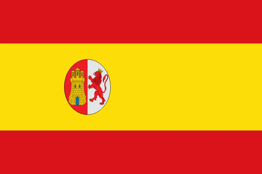 Flag of the First Republic: the rojigualda with arms without the royal crown