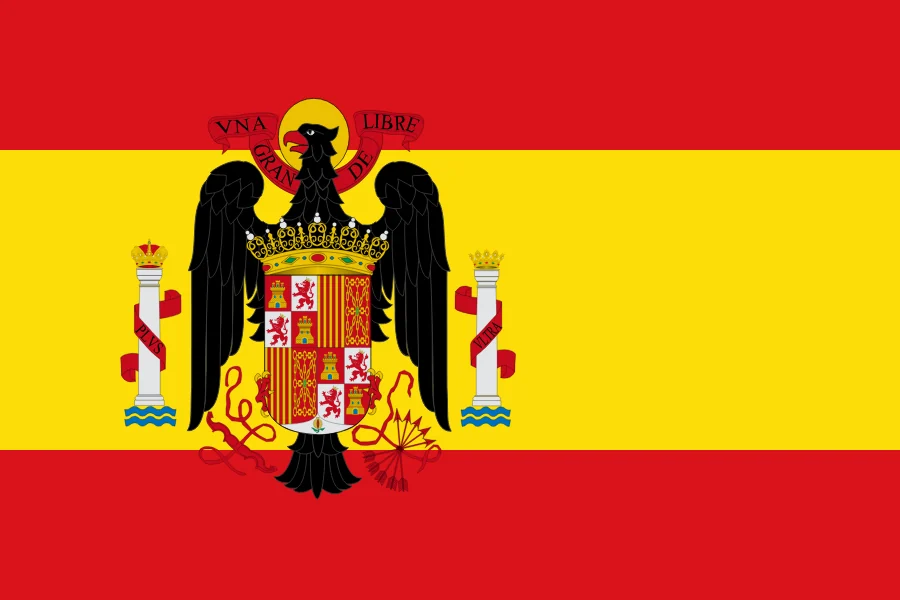 Flag of 1945: the rojigualda with the eagle arms, 1945 model