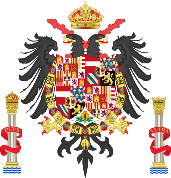 Arms of Carlos I on the double-headed eagle, between the Pillars of Hercules
