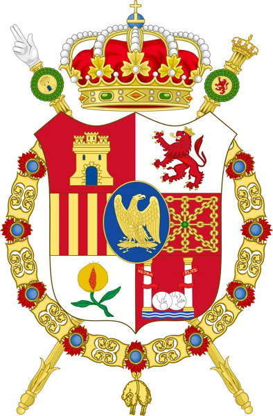Arms of José Bonaparte: six quarters with the Bonaparte eagle in the centre