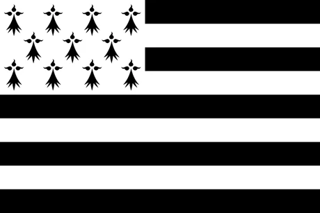 Flag of Brittany, the Gwenn ha du: nine black-and-white stripes with a canton of ermine spots