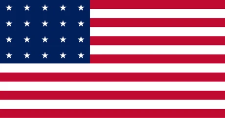 The 20-star flag: thirteen stripes restored, one star per state