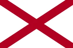 Flag of Alabama: a crimson saltire on a white field