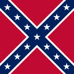 The Confederate battle flag: a blue saltire strewn with white stars on a red field