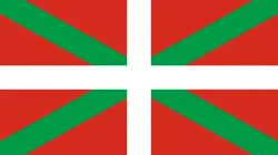 The Ikurrina, flag of the Basque Country: a green saltire and a white cross on a red field