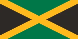 Flag of Jamaica: a gold saltire dividing the field into green and black triangles