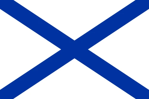 Naval ensign of Russia: a blue saltire on a white field