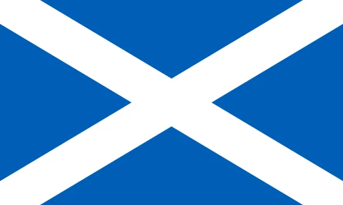 Flag of Scotland: a white saltire on a blue field