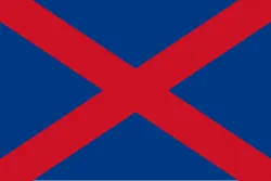 The Voortrekker flag or Kruisvlag: a red saltire on a blue field