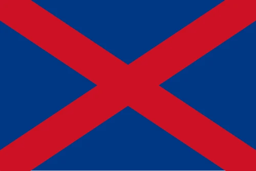 The Voortrekker flag or Kruisvlag: a red saltire on a blue field